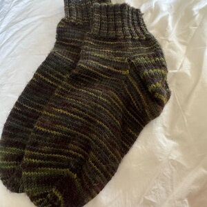 Cozy Handmade Striped Women's Wool Blend Socks size 9/10